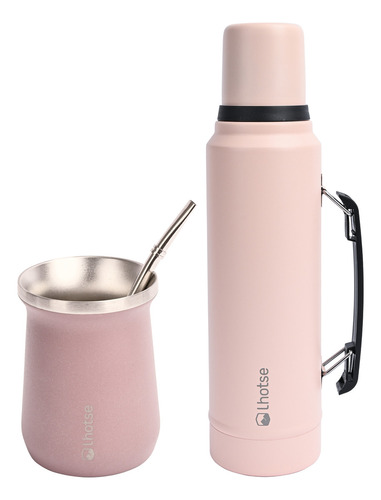 Termo Liquido Classic 1,3 Lts + Mate Bombilla Lhotse Pink