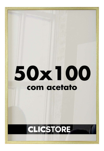 Moldura Quadro 50x100 Acetato Poster Arte Decorativo Imagem Cor Carvalho Liso