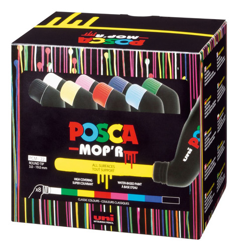 Set 8 Marcadores Pintura Posca Mop'r Pcm 22 Punta 3 A 19 M