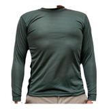 Buzo Deportivo Camiseta Larga Gym Lycra Militar Malla Verde