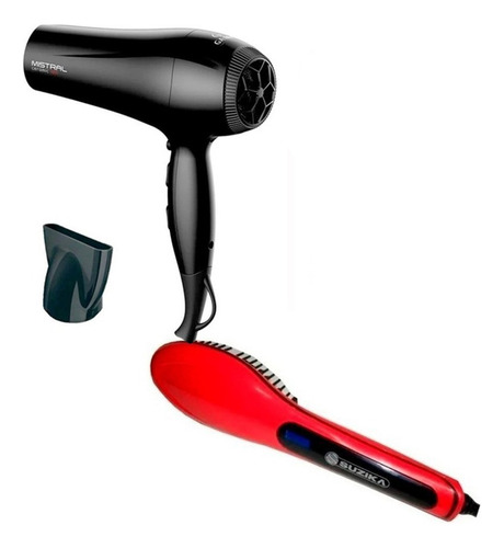 Combo Secador De Pelo Prof 2200w+ Cepillo Alisador Planchita