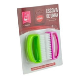 Escova De Unha Manicure De Plastico Colors Kit Com 2 Pecas