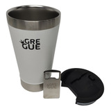 Copo Térmico Cerveja C/ Tampa E Abridor Chopp Inox Gregue