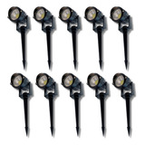 Kit 10 Espetos Jardim Led 5w Prova Dágua Branco Frio