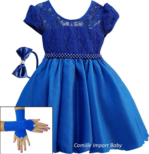 Vestido Festa Juvenil Azul Royal Princesa Formatura
