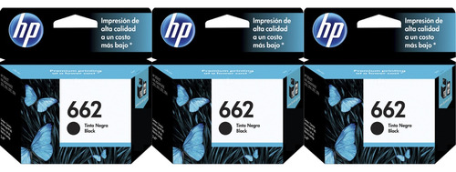 Cartuchos De Tinta Hp 662 Negro Pack X3 Unidades Originales