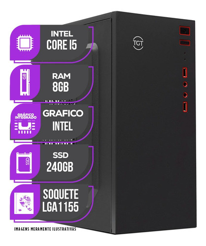 Pc Computador Cpu Intel Core I5, 8gb Memória Ram, Ssd 240gb