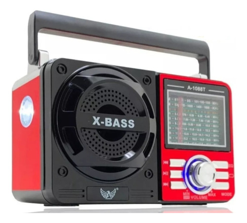 Rádio Retrô Altomex A-1088t Usb, Sd, Am/fm E Lanterna Axx Cor Vermelho 110v/220v