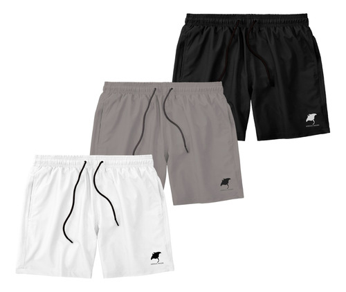 Kit 3 Shorts Bermuda Masculina Básico Mauricinho Tactel