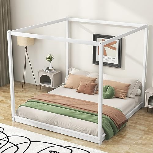 Woxyx Cama Con Plataforma Con Dosel Tamaño King, Estructura 