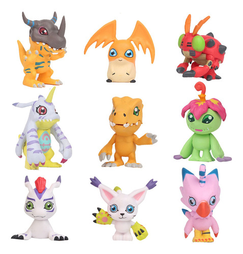 Coleção De Bonecos De Ação Digimon, Enfeite De Carro, 9 Peça