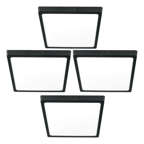 Luminario Led 12w Cuadrado Tipo Plafón P/interiores 4 Pzas