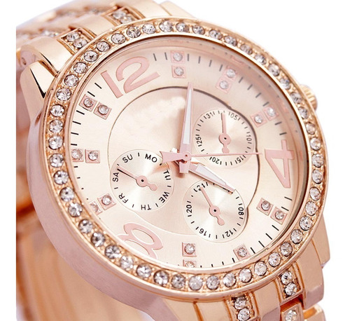 Relógio  Feminino  Dourado  Prata  Rose Luxo Promoção Barato