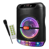 Parlante Portátil Suono Luces Rgb 8 Karaoke Color Negro