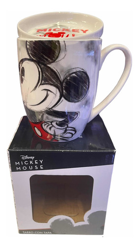 Taza Mickey Mouse De Cerámica Con Tapa 385 Ml 100% Nueva