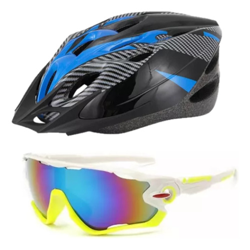 Kit Casco Bicicleta Mtb 18 Vent Regul + Gafas Ciclista Uv400