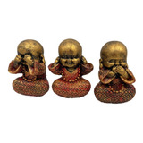 Buda Trio Da Sabedoria Cego Surdo E Mudo Resina 8cm