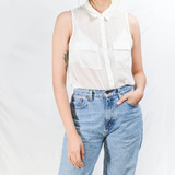 Blusa Blanca Sin Mangas Bershka