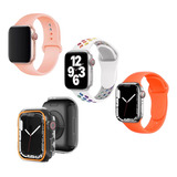 Kit Correas Para Apple Watch 2 Silicon + 1 Sport + Case Neón