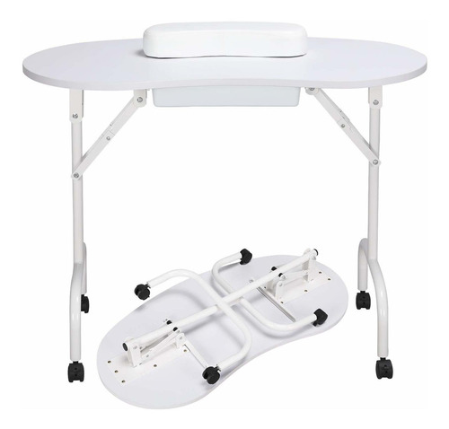 Mesa Para Manicure Plegable Para Técnicos De Uñas Blanco