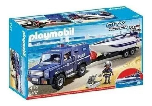 Playmobil City Action Coche Policia Y Lancha Con Motor 5187