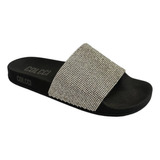 Colcci Chinelo Slide Bianca Preto Com Strass Original