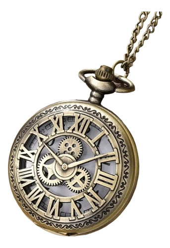 Reloj De Bolsillo Colgante Numeros Romanos Steampunk Vintage