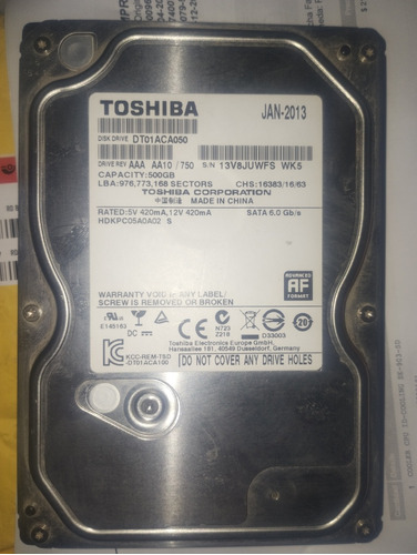 Disco Duro Hdd Toshiba 500 Gb