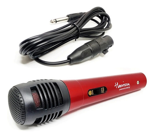 Micrófono Kanji Kara Karaoke Cable Ficha 6.3 Mm Color Rojo