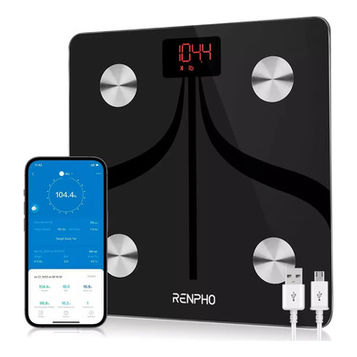 Báscula Digital Renpho ES30MUSB Negra Bluetooth App IMC Grasa Corporal 180kg | Meses sin interés