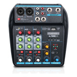 Mesa Som Portátil 4 Canais Bluetooth Mp3 Usb Phantom Mixer