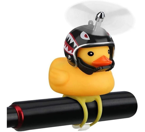 Patito Pato Con Casco De Hélice Luz Led Silbato Para Bici