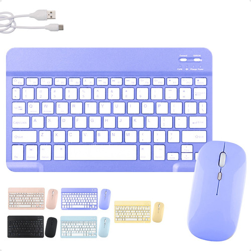 Kit Teclado Mouse Sem Fio Recarregável Bluetooth Tablet Not