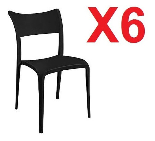 Silla De Plastico X6 Apilable Diseño Verona Baires4 