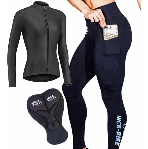 Conjunto Ciclismo Feminino Roupa Ciclista C/ Forro Gel D120