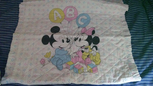 Acolchado + Sábana Cuna Funcional Disney Mickey Minnie Leer 