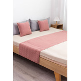 Piecera De Cama Plush Trenzas 2pzs O King + 2 Fundas Colores Color Rosa Diseño De La Tela Plush Trensado