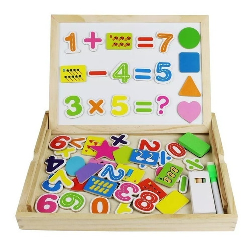 Pizarra Magnetica Numeros Doble Con Figuras  Madera Infantil