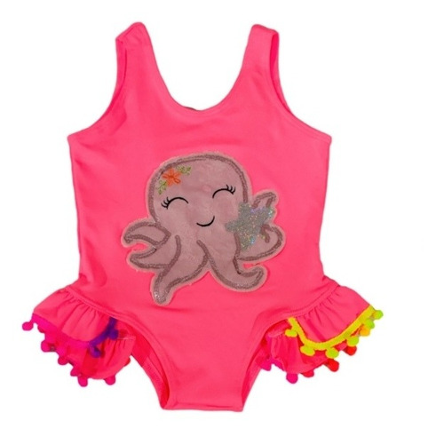 Maiô Infantil Neon Polvo Roupa Moda Praia Menina Biquíni 