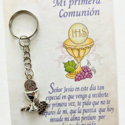 30 Llaveros Pequeños Caliz Recuerdos De Primera Comunión Plateado