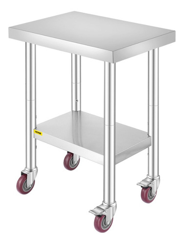 Mesa Meson Con Ruedas Acero Inoxidable 24x12x32in Cocina