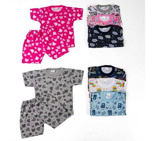 Pijama Bebê Infantil 1 2 3 Anos Malha 100% Algodão Verão