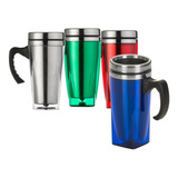 Caneca Acrilíca Com Inox, Fundo Quadrado, 450 Ml - Cores