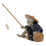 Figura Pescador Cerámica Miniatura Ornamento Jardín Pecera Z