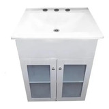 Vanitory Laqueado Blanco 50 Vidrio Bacha Loza Losa Mueble Blanco 3 Orificios