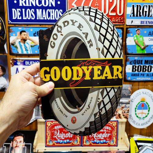 Cartel Chapa Goodyear Decorativo Vintage Retro Apto Exterior