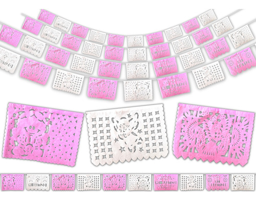 Papel Picado Para Butizo, Niña. Paq 10 Tiras