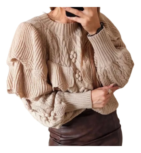 Sweater Importado Pompones Y Volados - Mia Mia Mujer -