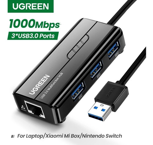 Adaptador Ugreen 1000 Mbps Rj45 Ethernet Mi Box 3/s Nintendo