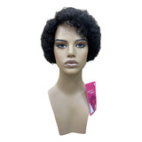 Peluca Oncológica Ondulada Negra Corta 100% Cabello Humano